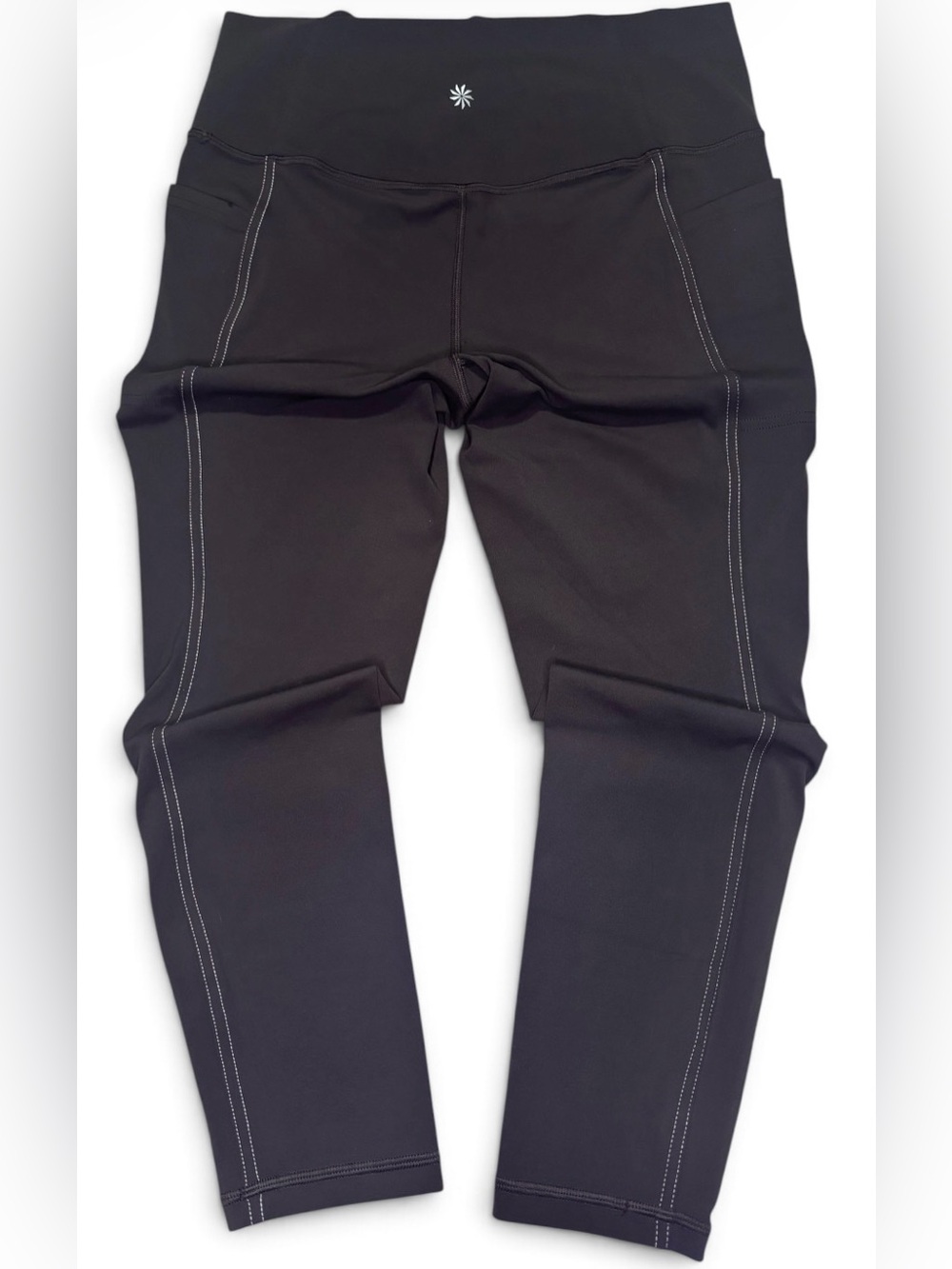 Athleta Black Jogger Leggings with White Contrast Stitching